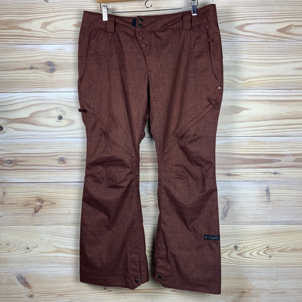 Ride Snowboard Pants Women L Brown Capp3l Strata HD II‎ Waterproof Ski Snow